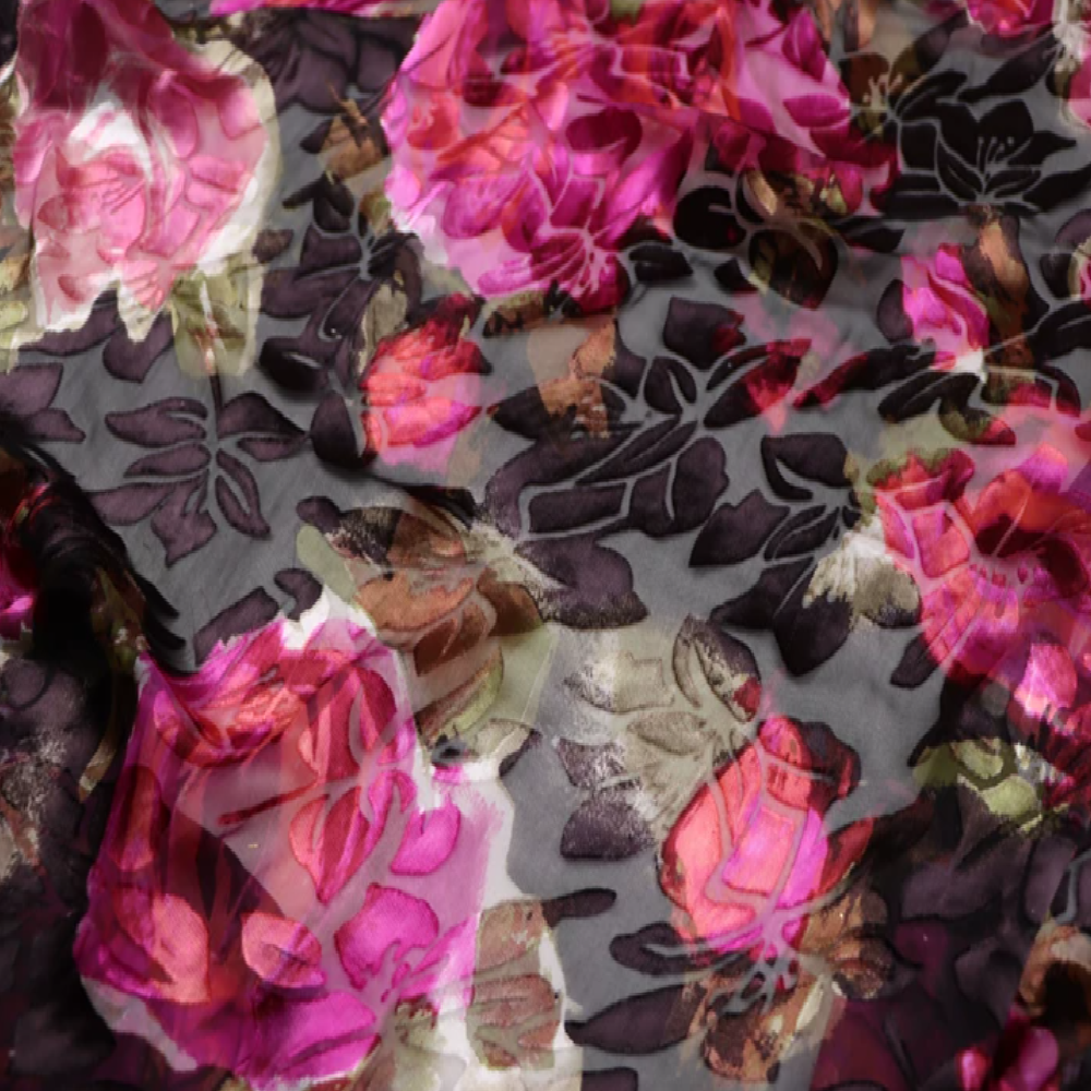 Silk Painting Dye - Brown Pink Dark Color Big Flower