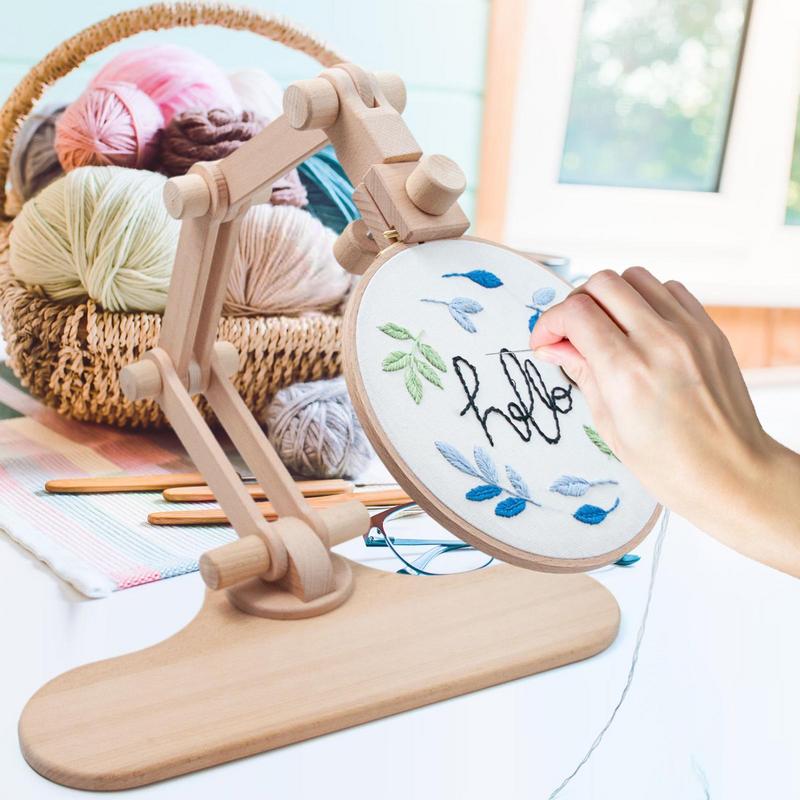 Loom Weaving Frame - 360 Degree Rotation Adjustable Wooden Embroidery