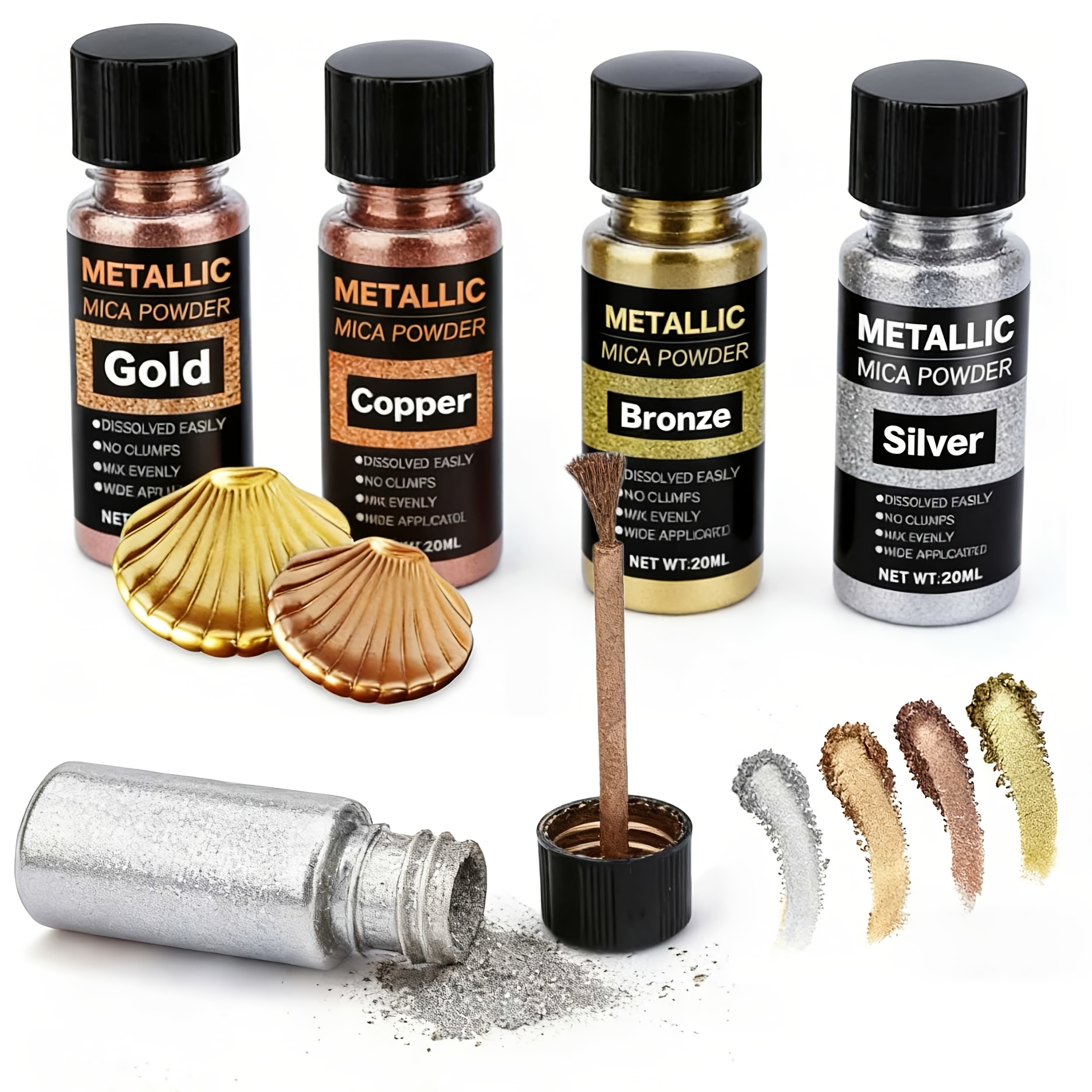 Resin Pigment Powder - Metallic Mica Powder, Brushed Bottle of