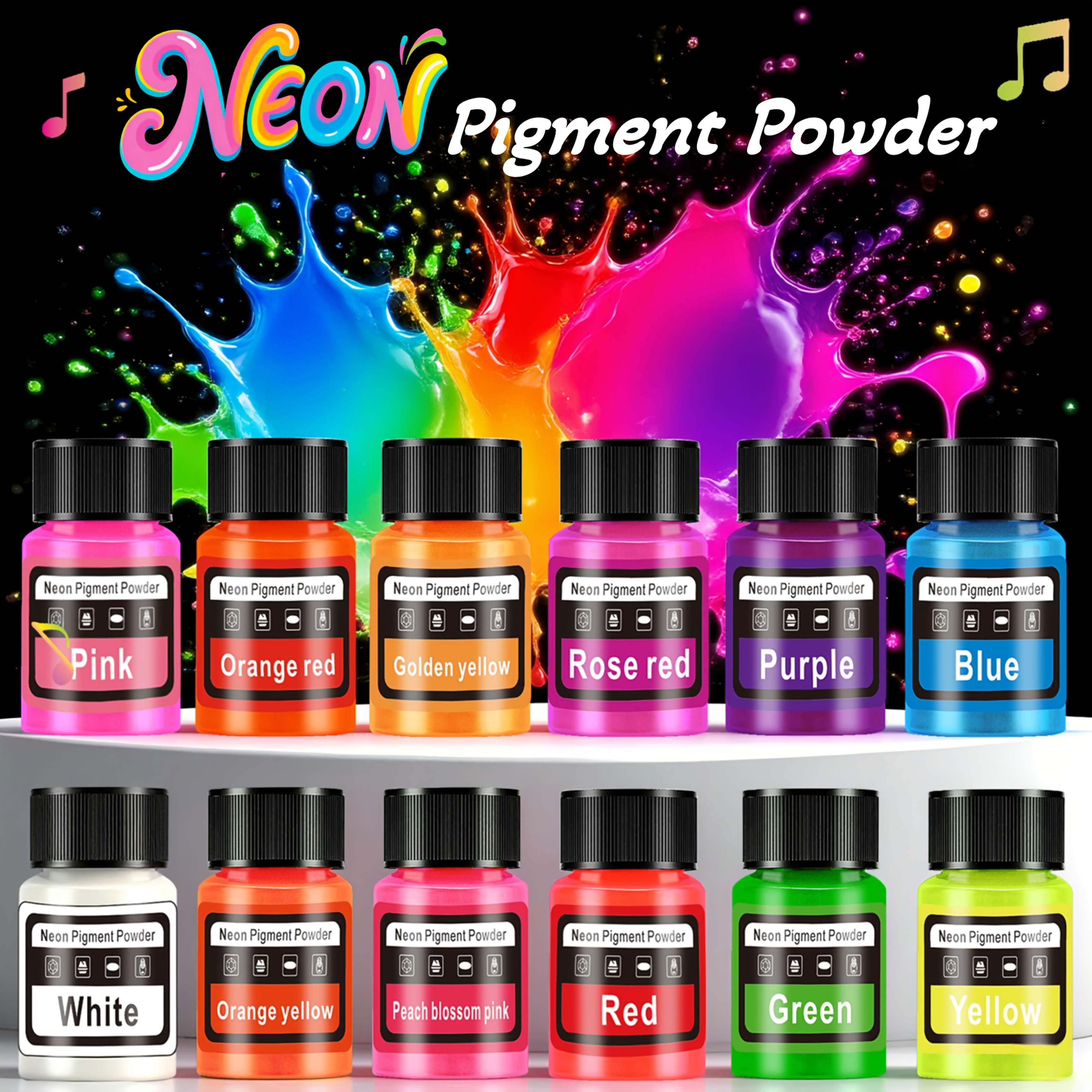 Resin Pigment Powder - Fluorescent Powder/Neon Resin Dye, 6 Colors,