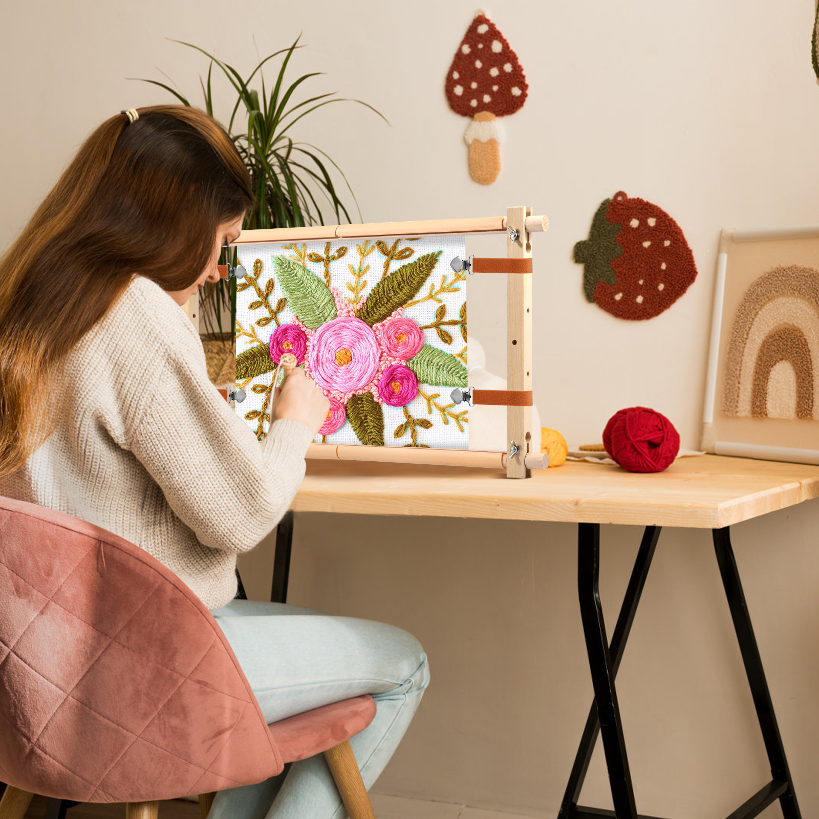 Embroidery Scroll Frame Wooden - Loom Weaving Frame 评论和价格