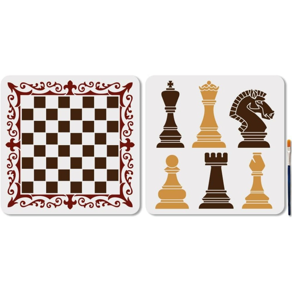 2Pcs Chess Pieces Stencil Lace - Art Craft Board 评论和价格