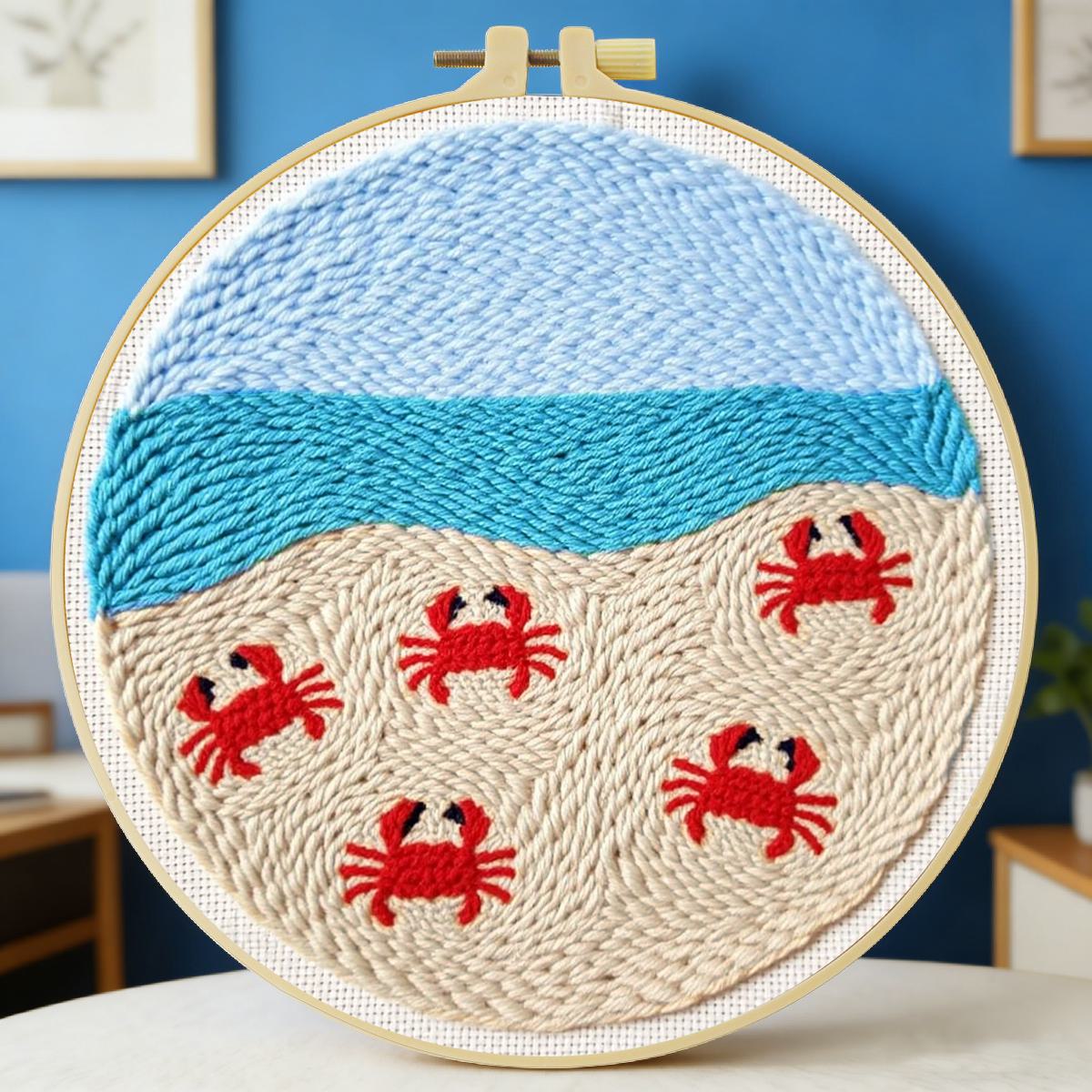 20X20CM/7.87inch Animal - Crab - Punch Needle Kit 评论和价格