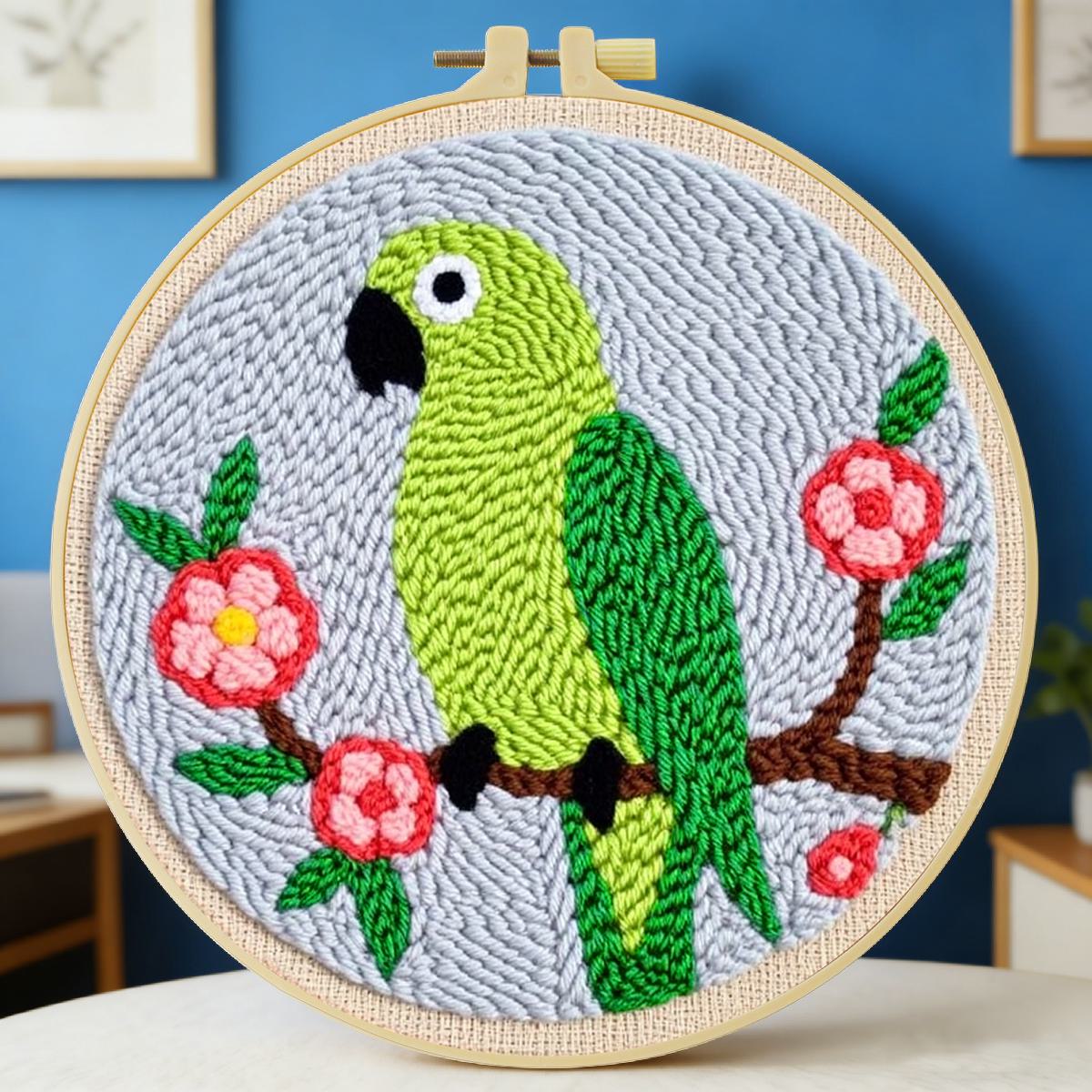 20X20CM/7.87inch Animal - Bird - Punch Needle Kit 评论和价格