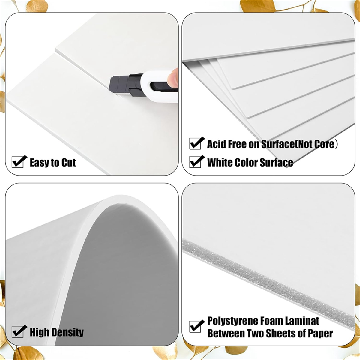 ABNJ 50 Pack Foam Boards 1/8 I - Art Craft Board 评论和价格