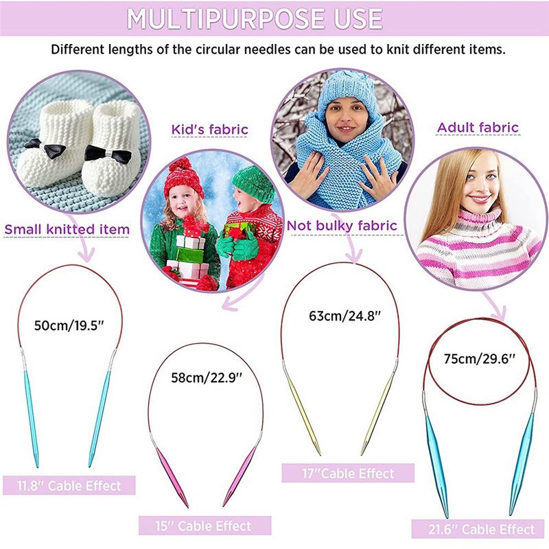 A60Z130 Pieces Aluminum Interc - Knitting Needle Circular 评论和价格